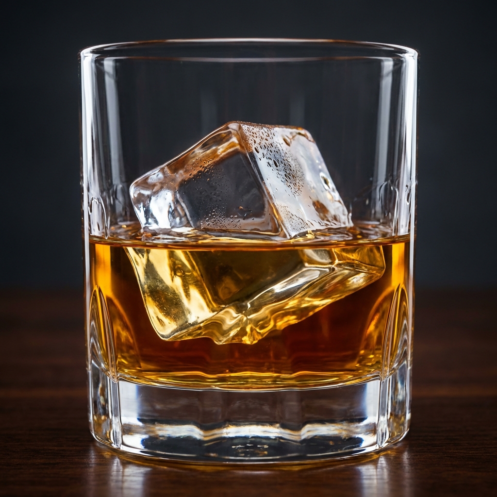 Clear ice in whisky