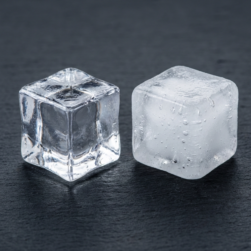Clear ice vs cloudy ice comparison