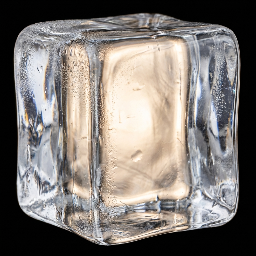 Macro view of clear ice